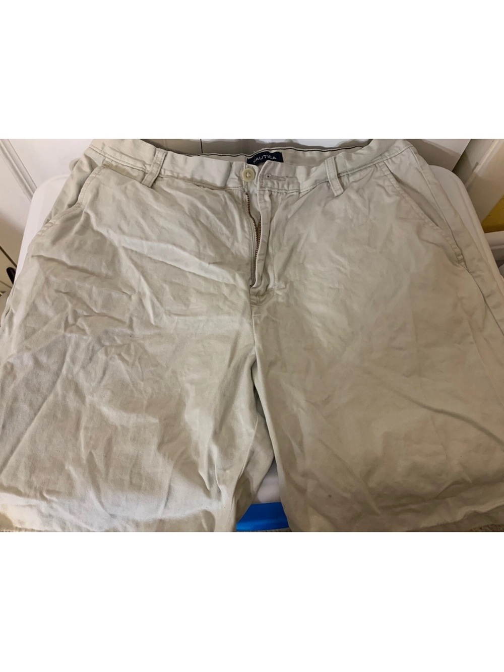 Nautica Men’s Sz 34 Chino Shorts Regular Fit Zipper Fly 100%‎ Cotton